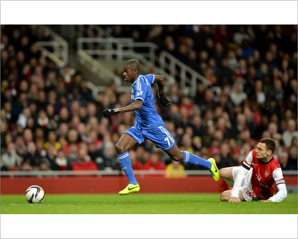Intense Battle for Ball Possession: Ramires vs. Vermaelen, Arsenal vs. Chelsea, Capital One Cup, Emirates Stadium (October 29, 2013)