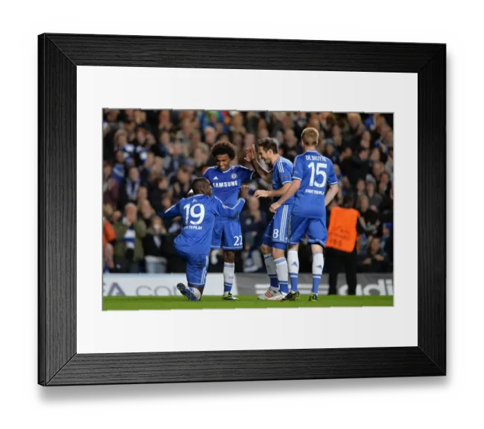 Framed Print : Chelsea's Demba Ba Celebrates Historic Hat-Trick Against Schalke in Champions League Framed Print : Chelsea's Demba Ba Celebrates Historic Hat-Trick Against Schalke in Champions League