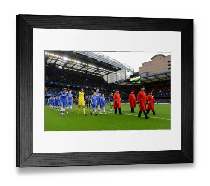 Framed Print : Premier League Showdown: Chelsea vs. West Bromwich Albion - Kickoff with Chelsea Pensioners (November 9, 2013)