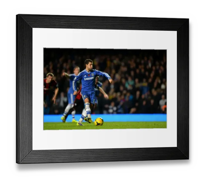 Framed Print : Eden Hazard Scores Penalty: Chelsea's Second Goal vs. West Bromwich Albion (BPL, Stamford Bridge - 9th November 2013)