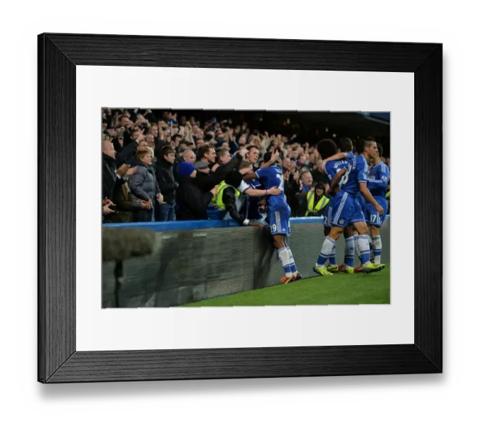 Framed Print : Samuel Eto'o's Thrilling Goal Celebration Amongst Roaring Chelsea Fans vs. West Bromwich Albion (November 9, 2013)