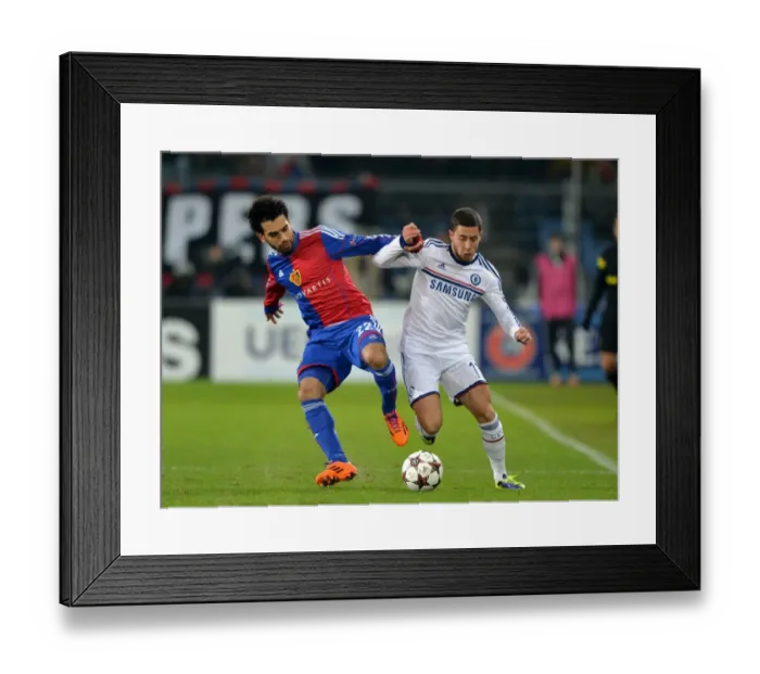 Framed Print : Battle for the Ball: Eden Hazard vs. Mohamed Salah - UEFA Champions League Showdown between FC Basel and Chelsea Framed Print : Battle for the Ball: Eden Hazard vs. Mohamed Salah - UEFA Champions League Showdown between FC Basel and Chelsea