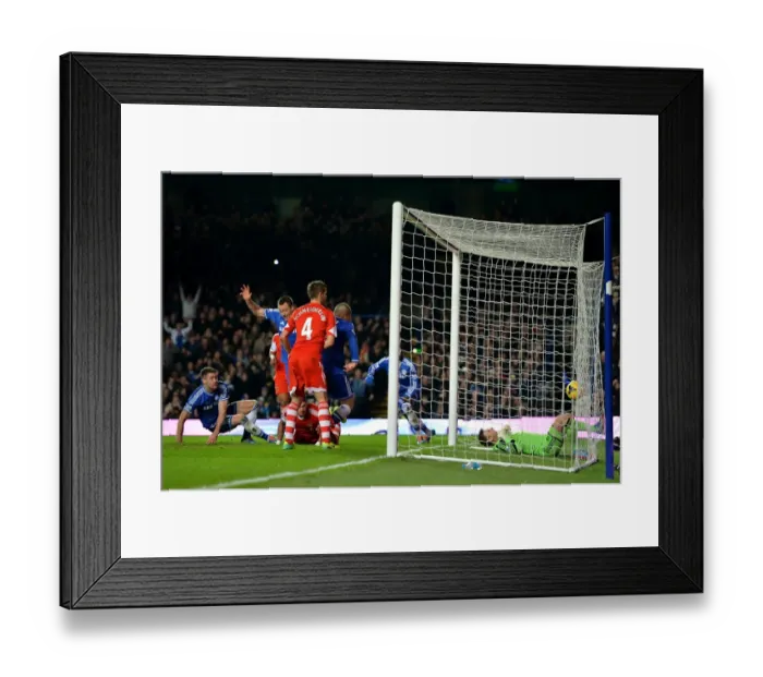 Framed Print : Gary Cahill's Equalizer: Chelsea vs. Southampton, Barclays Premier League, Stamford Bridge (1st December 2013)