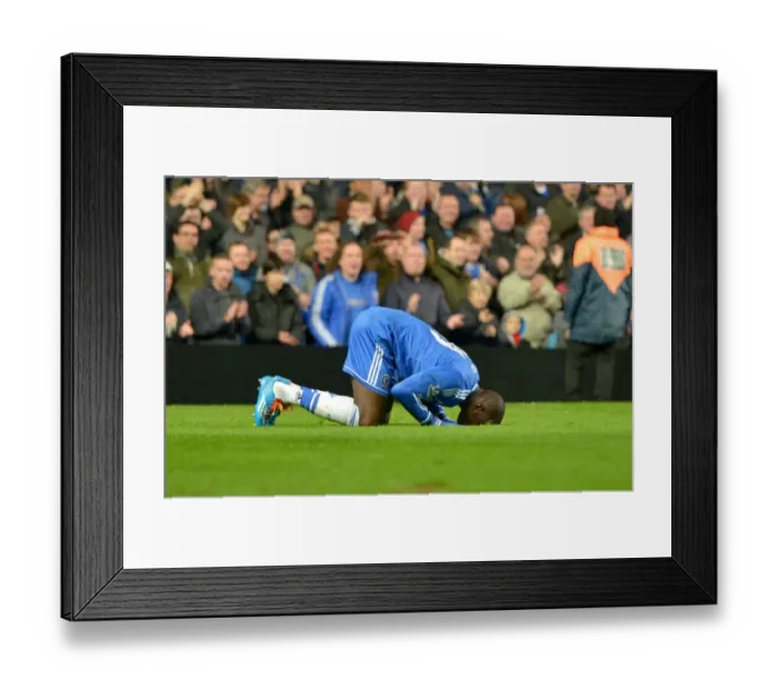 Framed Print : Chelsea's Demba Ba Scores Hat-Trick: Crushing Southampton 3-1 in Premier League (1st December 2013, Stamford Bridge) Framed Print : Chelsea's Demba Ba Scores Hat-Trick: Crushing Southampton 3-1 in Premier League (1st December 2013, Stamford Bridge)