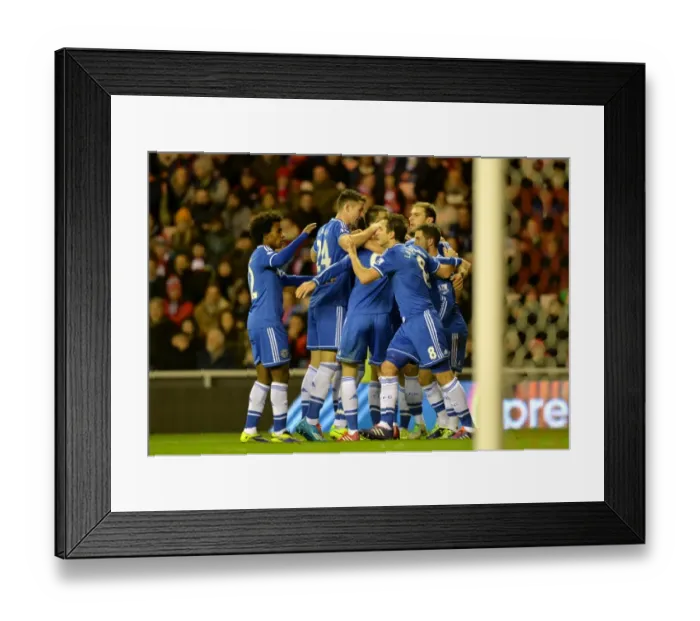 Framed Print : Frank Lampard's Epic Goal Celebration: Chelsea's First at Sunderland (December 2013)