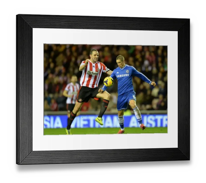 Framed Print : Battle for the Ball: Torres vs. O'Shea - Chelsea vs. Sunderland Rivalry (December 4, 2013) Framed Print : Battle for the Ball: Torres vs. O'Shea - Chelsea vs. Sunderland Rivalry (December 4, 2013)