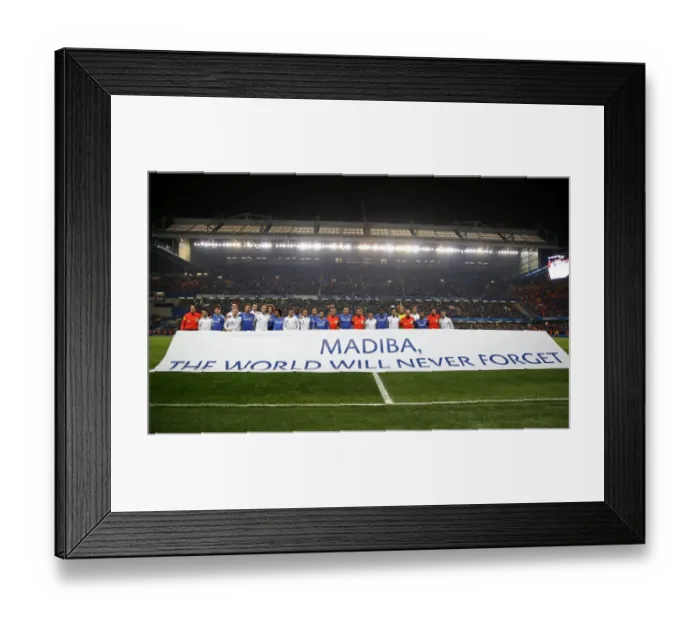 Framed Print : Chelsea and Steaua Bucharest Honor Nelson Mandela: A United Tribute Before the UEFA Champions League Clash at Stamford Bridge (11th December 2013) Framed Print : Chelsea and Steaua Bucharest Honor Nelson Mandela: A United Tribute Before the UEFA Champions League Clash at Stamford Bridge (11th December 2013)