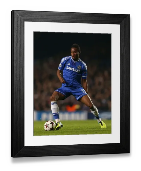 Framed Print : John Obi Mikel at Stamford Bridge: Chelsea vs Steaua Bucharest, Champions League Group E (11th December 2013)