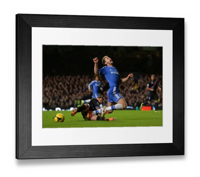 Framed Print : Clash at Stamford Bridge: Ivanovic vs. Delaney - Premier League Battle (December 14, 2013)