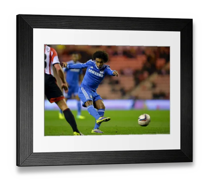 Framed Print : Willian's Battle: Chelsea's Quarter-Final Thriller at Sunderland's Stadium of Light - Capital One Cup, 17th December 2013