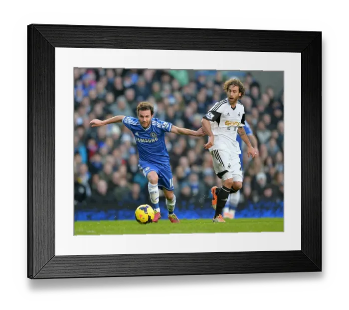 Framed Print : Clash at Stamford Bridge: Juan Mata vs. Jose Canas - Premier League Battle (December 26, 2013)