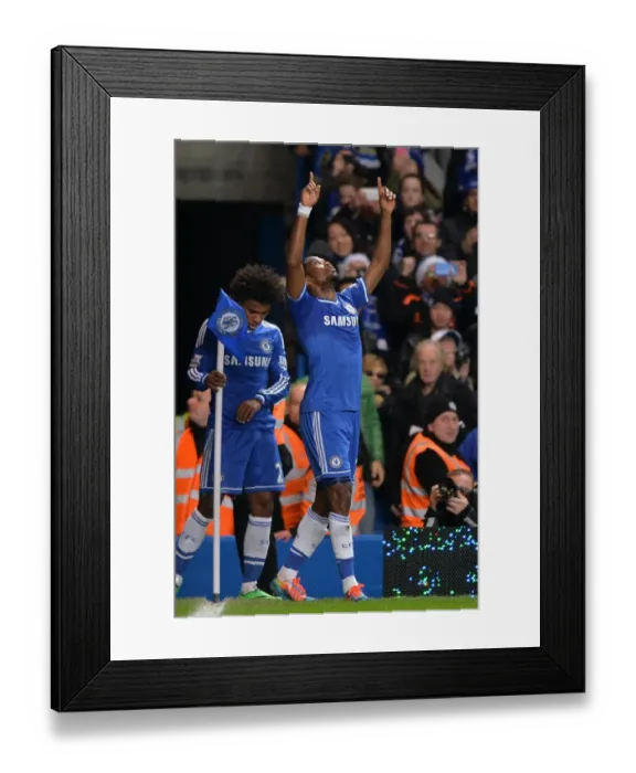 Framed Print : Samuel Eto'o's Double: Chelsea Celebrates Second Goal Against Liverpool (December 29, 2013)