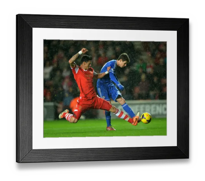 Framed Print : Oscar's Strike: Chelsea's Triumphant Third Goal vs. Southampton (1st January 2014)