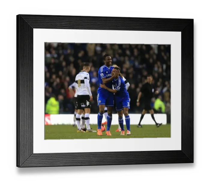 Framed Print : Chelsea's Jon Obi Mikel and Ashley Cole: Celebrating Mikel's FA Cup Goal Against Derby County (5th January 2014) Framed Print : Chelsea's Jon Obi Mikel and Ashley Cole: Celebrating Mikel's FA Cup Goal Against Derby County (5th January 2014)