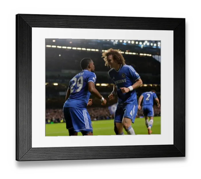 Framed Print : Chelsea's Samuel Eto'o and David Luiz: A Dynamic Duo Celebrates Goal Against Manchester United (January 19, 2014) Framed Print : Chelsea's Samuel Eto'o and David Luiz: A Dynamic Duo Celebrates Goal Against Manchester United (January 19, 2014)