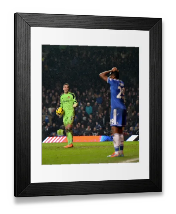 Framed Print : Dejected Eto'o and Frustrated Adrian: Goal Disallowed in Chelsea vs. West Ham United (BPL, Stamford Bridge, 29th January 2014)