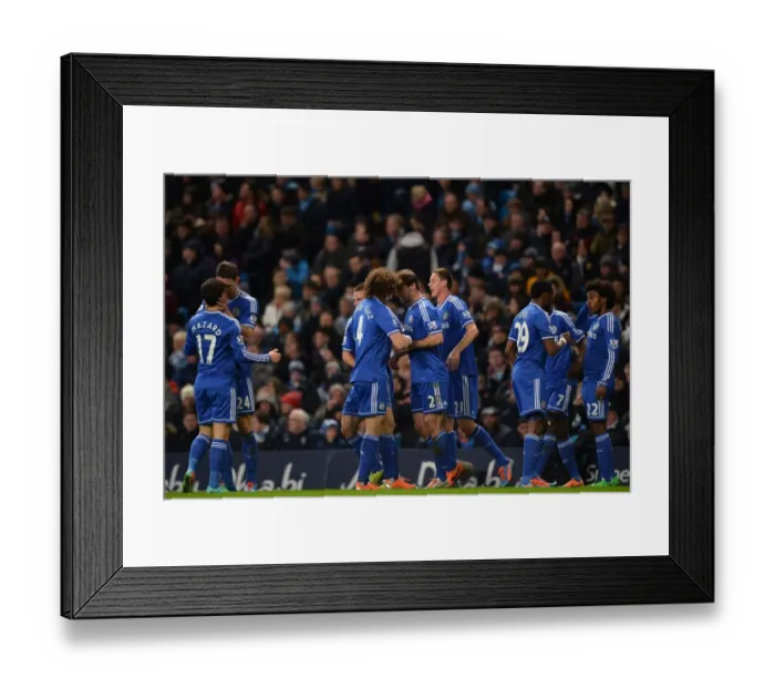 Framed Print : Chelsea United: Celebrating Ivanovic's Goal vs. Manchester City (3rd February 2014) - Eden Hazard, Gary Cahill, David Luiz, Branislav Ivanovic, Nemanja Matic, Samuel Eto'o, Ramires, and Willian Framed Print : Chelsea United: Celebrating Ivanovic's Goal vs. Manchester City (3rd February 2014) - Eden Hazard, Gary Cahill, David Luiz, Branislav Ivanovic, Nemanja Matic, Samuel Eto'o, Ramires, and Willian
