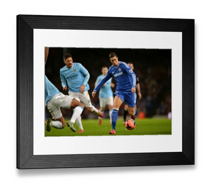 Framed Print : Fernando Torres vs. Vincent Kompany: A FA Cup Fifth Round Battle at Etihad Stadium (February 15, 2014)