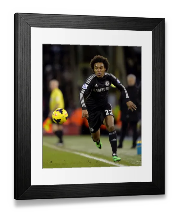 Framed Print : Willian at The Hawthorns: Chelsea's Victory Over West Bromwich Albion, Barclays Premier League (11th February 2014)