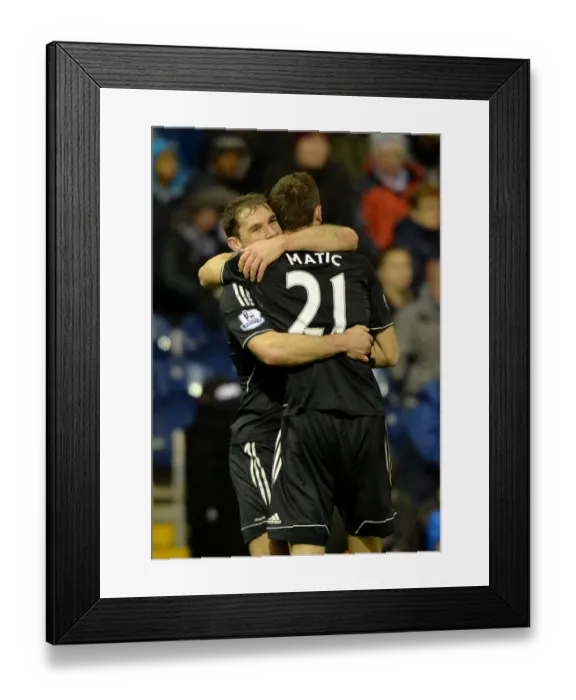 Framed Print : Ivanovic and Matic: Chelsea's Unstoppable Duo Celebrate Opening Goal vs. West Bromwich Albion (February 11, 2014)