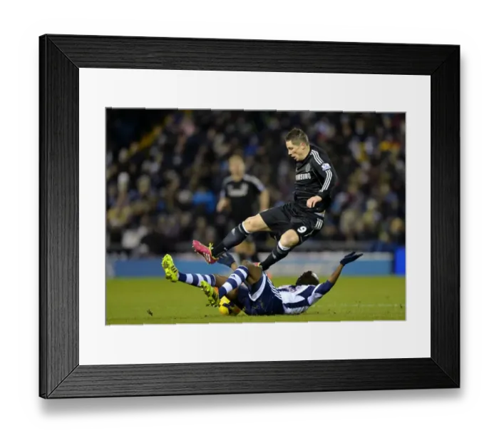 Framed Print : Battle for the Ball: Torres vs. Mulumbu - West Bromwich Albion vs. Chelsea, Premier League Rivalry