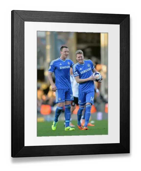 Framed Print : John Terry and Andre Schurrle's Triumphant Hat-Trick Celebration: Fulham vs. Chelsea (1st March 2014) Framed Print : John Terry and Andre Schurrle's Triumphant Hat-Trick Celebration: Fulham vs. Chelsea (1st March 2014)