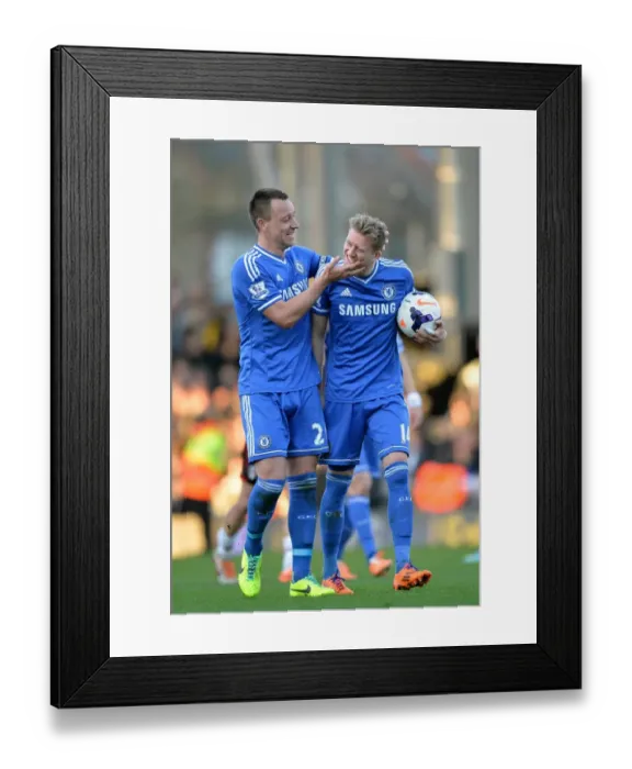 Framed Print : John Terry and Andre Schurrle: Celebrating Schurrle's Hat-Trick - Fulham vs. Chelsea, Barclays Premier League (1st March 2014) Framed Print : John Terry and Andre Schurrle: Celebrating Schurrle's Hat-Trick - Fulham vs. Chelsea, Barclays Premier League (1st March 2014)
