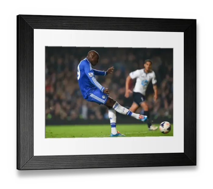 Framed Print : Demba Ba Scores Chelsea's Fourth Goal: A Stamford Bridge Rivalry Moment (8th March 2014)