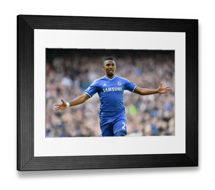 Framed Print : Samuel Eto'o's Thrilling Game-winning Goal: Chelsea vs. Arsenal (March 22, 2014)