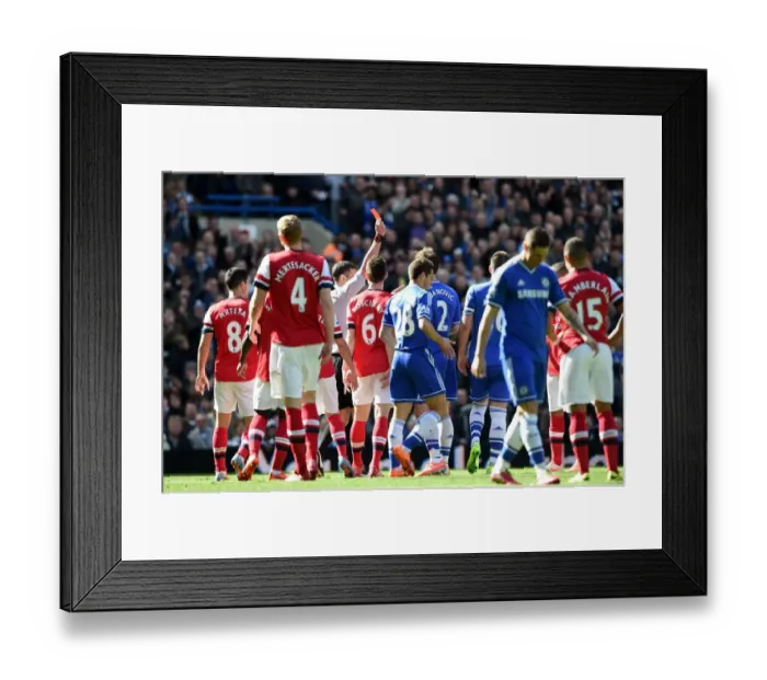 Framed Print : Red Card for Gibbs: Oxlade-Chamberlain Witnesses Chelsea vs. Arsenal Rivalry (22nd March 2014) Framed Print : Red Card for Gibbs: Oxlade-Chamberlain Witnesses Chelsea vs. Arsenal Rivalry (22nd March 2014)