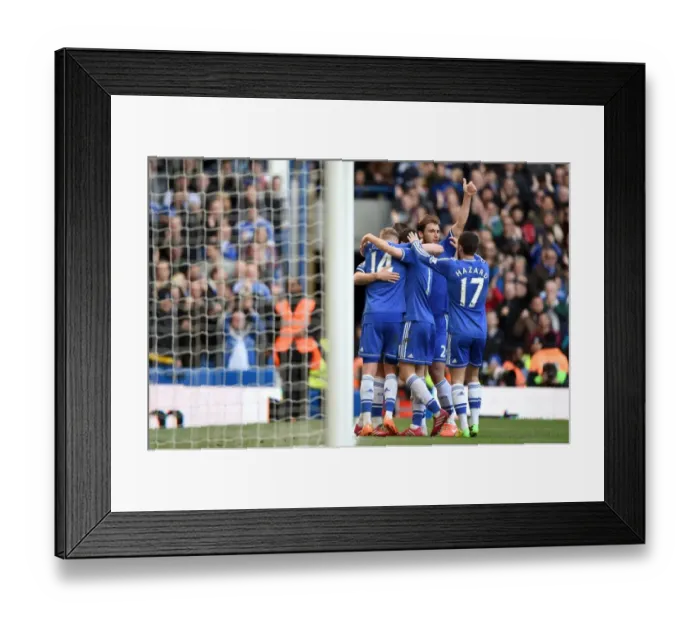 Framed Print : Chelsea's Oscar Celebrates Fourth Goal Against Arsenal in BPL Clash at Stamford Bridge (March 22, 2014) Framed Print : Chelsea's Oscar Celebrates Fourth Goal Against Arsenal in BPL Clash at Stamford Bridge (March 22, 2014)