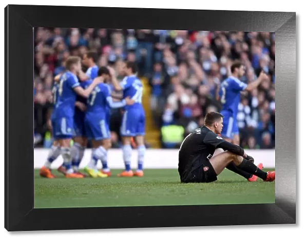Chelsea's Oscar Celebrates Scoring Four Goals: Chelsea vs. Arsenal, Barclays Premier League, Stamford Bridge (March 22, 2014)