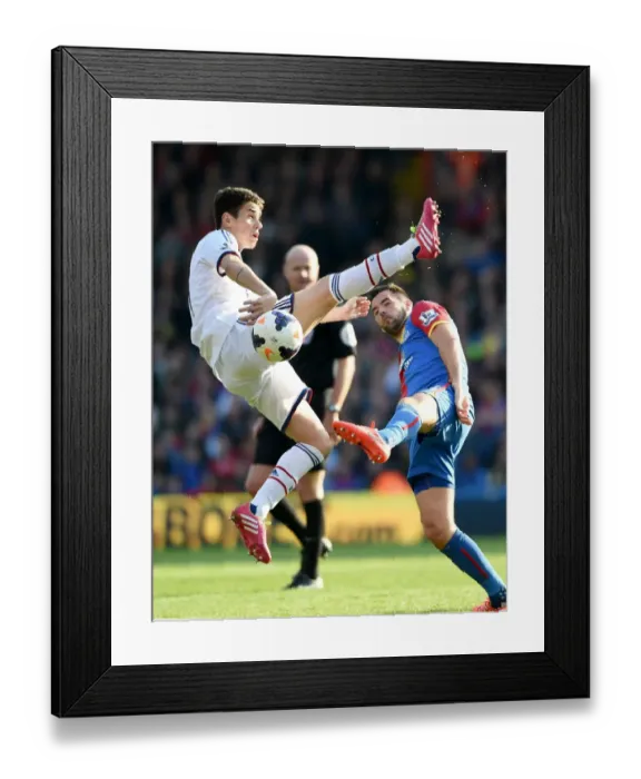 Framed Print : Oscar vs. Ledley: Intense Clash Between Chelsea's Oscar and Crystal Palace's Joe Ledley at Selhurst Park