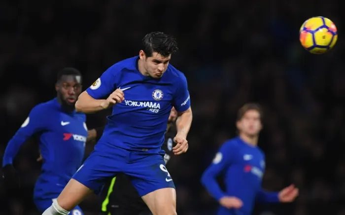 Framed Print : Alvaro Morata Scores First Goal for Chelsea: Premier League Victory vs. Brighton at Stamford Bridge