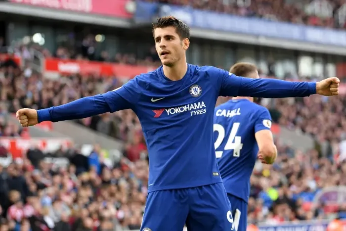 Framed Print : Alvaro Morata's Hat-Trick: Chelsea's Triumph Over Stoke City in the Premier League Framed Print : Alvaro Morata's Hat-Trick: Chelsea's Triumph Over Stoke City in the Premier League