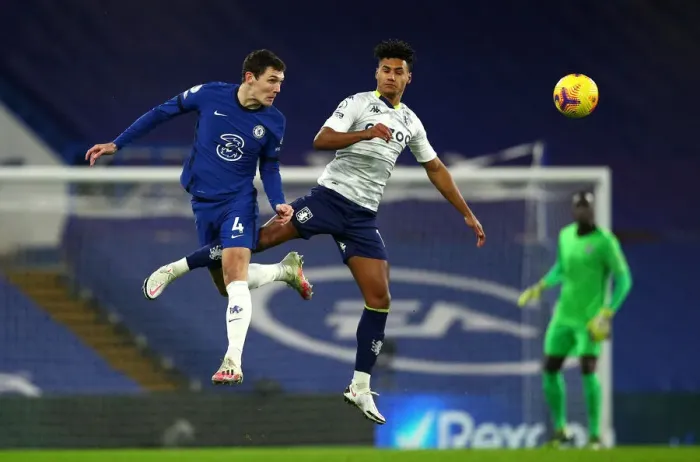 Framed Print : Andreas Christensen in Action: Chelsea vs Aston Villa, Empty Stamford Bridge, Premier League (Dec 2020)