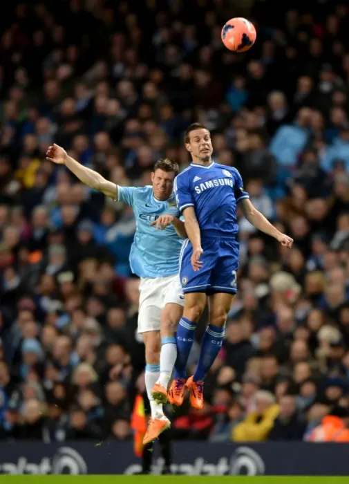 Framed Print : Azpilicueta vs Milner: Aerial Battle in FA Cup Fifth Round Clash between Chelsea and Manchester City (February 15, 2014) Framed Print : Azpilicueta vs Milner: Aerial Battle in FA Cup Fifth Round Clash between Chelsea and Manchester City (February 15, 2014)