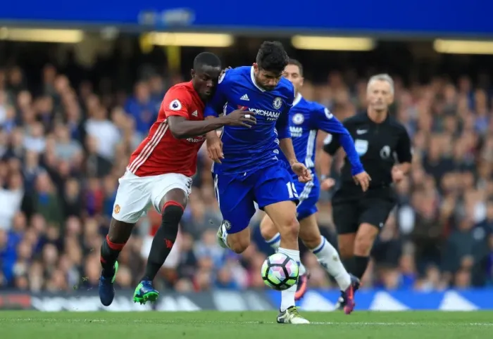 Framed Print : Battle for the Ball: Diego Costa vs Eric Bailly - Chelsea vs Manchester United, Premier League Framed Print : Battle for the Ball: Diego Costa vs Eric Bailly - Chelsea vs Manchester United, Premier League