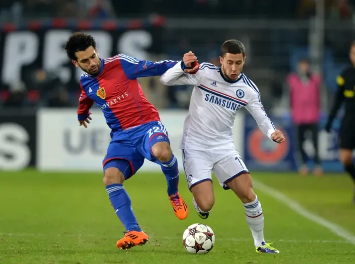 Framed Print : Battle for the Ball: Eden Hazard vs. Mohamed Salah - UEFA Champions League Showdown between FC Basel and Chelsea Framed Print : Battle for the Ball: Eden Hazard vs. Mohamed Salah - UEFA Champions League Showdown between FC Basel and Chelsea