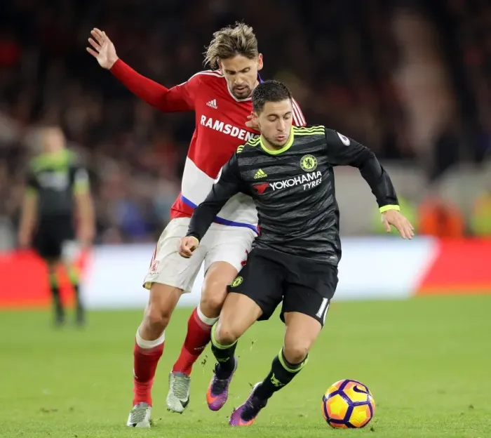 Framed Print : Battle for the Ball: Ramirez vs. Hazard - Middlesbrough vs. Chelsea Premier League Rivalry Framed Print : Battle for the Ball: Ramirez vs. Hazard - Middlesbrough vs. Chelsea Premier League Rivalry
