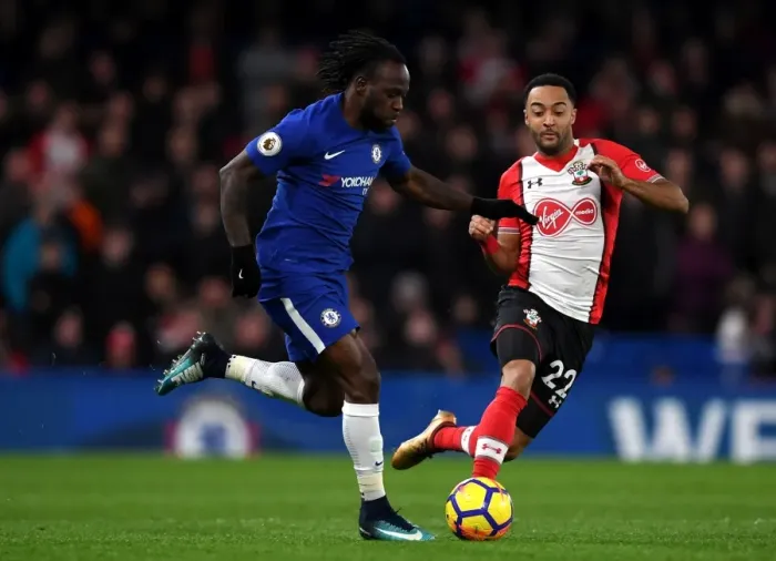 Framed Print : Battle for Possession: Moses vs. Redmond at Stamford Bridge - Chelsea vs. Southampton, Premier League Framed Print : Battle for Possession: Moses vs. Redmond at Stamford Bridge - Chelsea vs. Southampton, Premier League