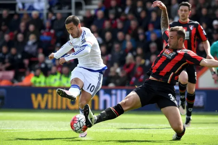 Framed Print : Blocked Shot: Eden Hazard vs. Steve Cook - AFC Bournemouth vs. Chelsea (April 2016) Framed Print : Blocked Shot: Eden Hazard vs. Steve Cook - AFC Bournemouth vs. Chelsea (April 2016)