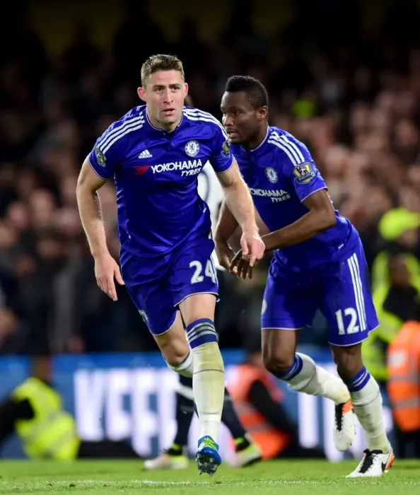 Framed Print : Cahill and Mikel: Unforgettable Celebration as Chelsea Scores First Goal Against Tottenham (2015-16)