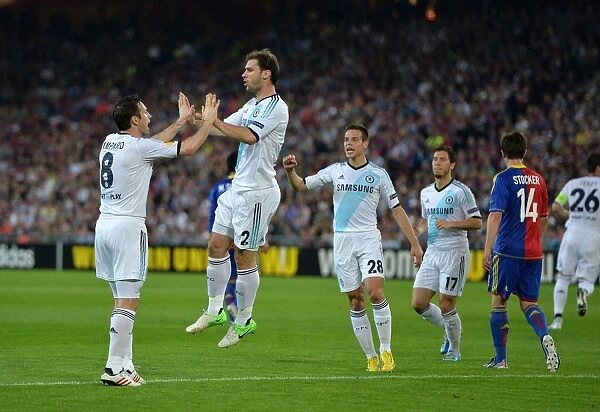 Celebrating Europa League Glory: Ivanovic and Lampard's Unforgettable Moment after Scoring against FC Basel (April 2013)