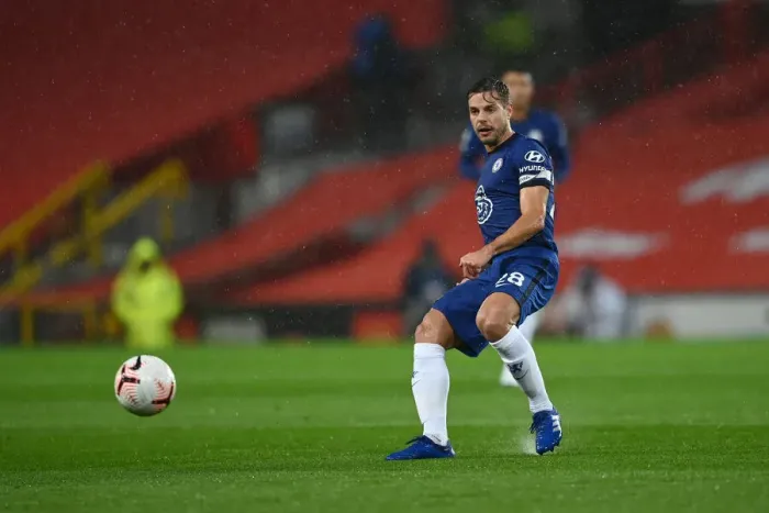 Framed Print : Cesar Azpilicueta of Chelsea at Old Trafford: Manchester United vs. Chelsea, Premier League (October 24, 2020)