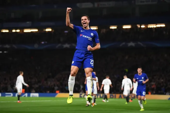 Framed Print : Cesar Azpilicueta Scores His Third: Chelsea's Victory Over Qarabag in UEFA Champions League at Stamford Bridge