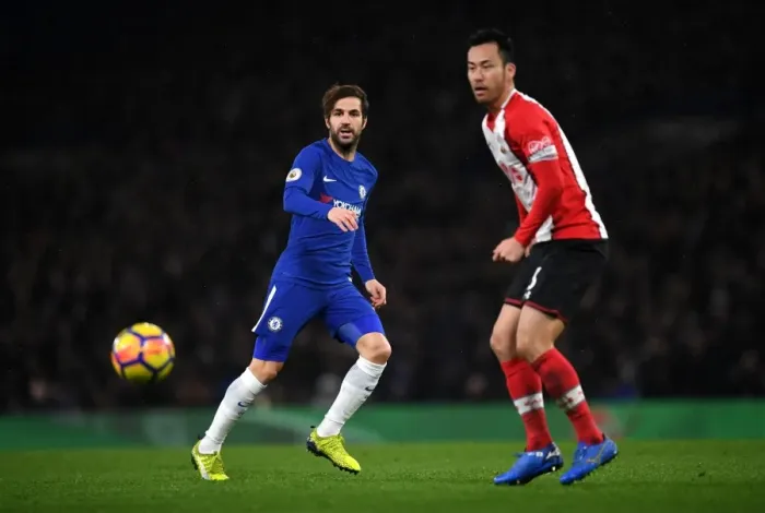 Framed Print : Cesc Fabregas in Action: Premier League Showdown at Chelsea's Stamford Bridge vs Southampton Framed Print : Cesc Fabregas in Action: Premier League Showdown at Chelsea's Stamford Bridge vs Southampton