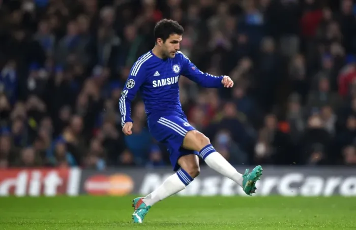 Framed Print : Cesc Fabregas Scores First Goal for Chelsea in UEFA Champions League Clash Against Sporting Lisbon (10th December 2014, Stamford Bridge)