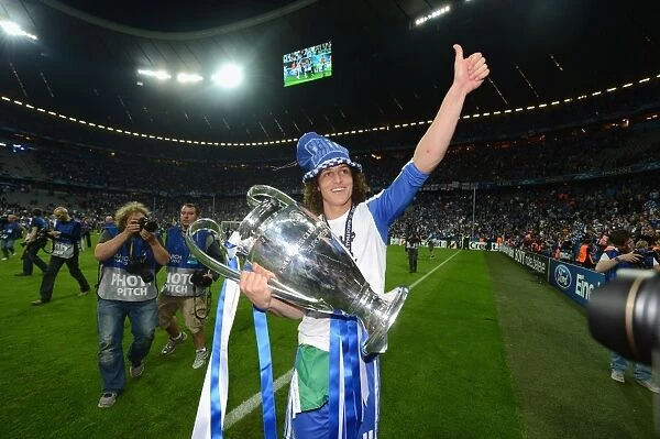 Champions League Final: Chelsea's David Luiz Celebrates Victory over FC Bayern Munich, Munich, Germany, 2012