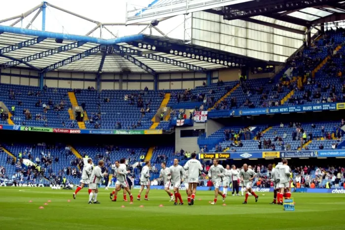 Framed Print : Charlton Athletic Players Warm Up at Stamford Bridge before Chelsea's Premier League Victory (2004-2005)